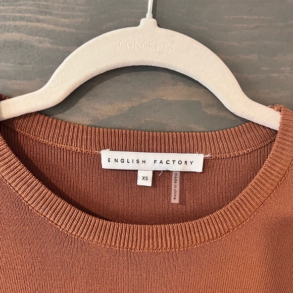 English Factory Combo Knit & Poplin Dress Light Brown XS. New without tags. - Picture 6 of 6